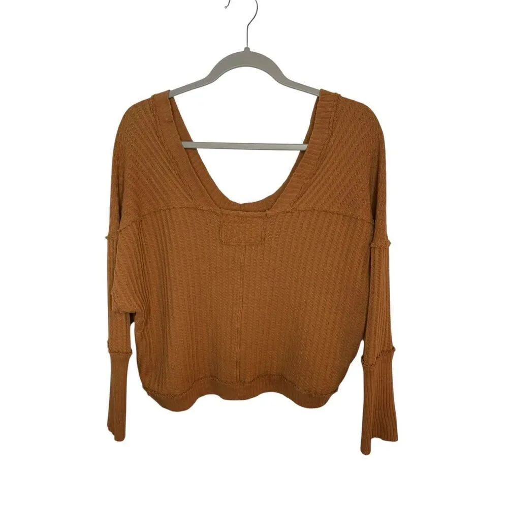 Free People‎ We The Free New Magic Cotton Drop-Shoulder Waffle Top Size XS
